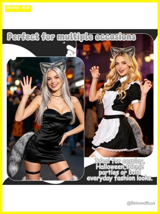 Faux Fur Fox Tail and Ears Headband Set main image 6